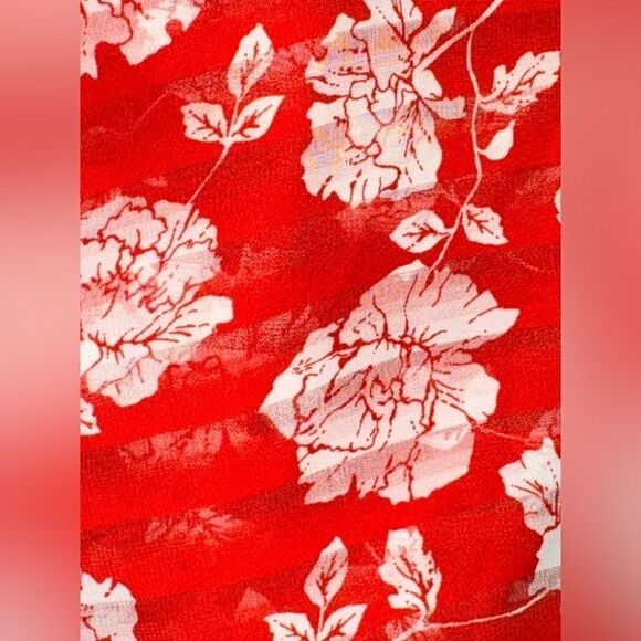 Lulu’s Ximena Coral Red Floral Print Ruffled Short Sleeve Mini Dress sz M EUC - Picture 16 of 16